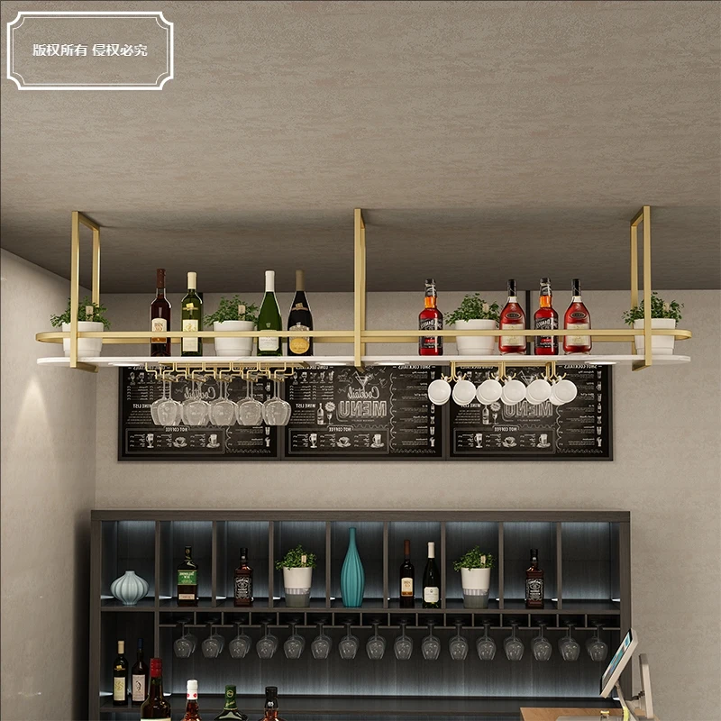 رف النبيذ من الحديد المطاوع على الطراز الصناعي، رف شماعات، طاولة بار، مطعم، بار، سقف معلق للمطبخ، خزانة معلقة