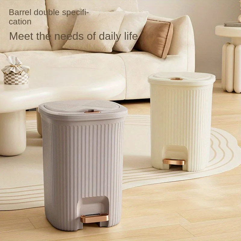 Trash Can with Lid Kitchen Standing Trash Can Large-capacity Bin Dustbin Bathroom Bucket Toilet Wastebasket Household Items