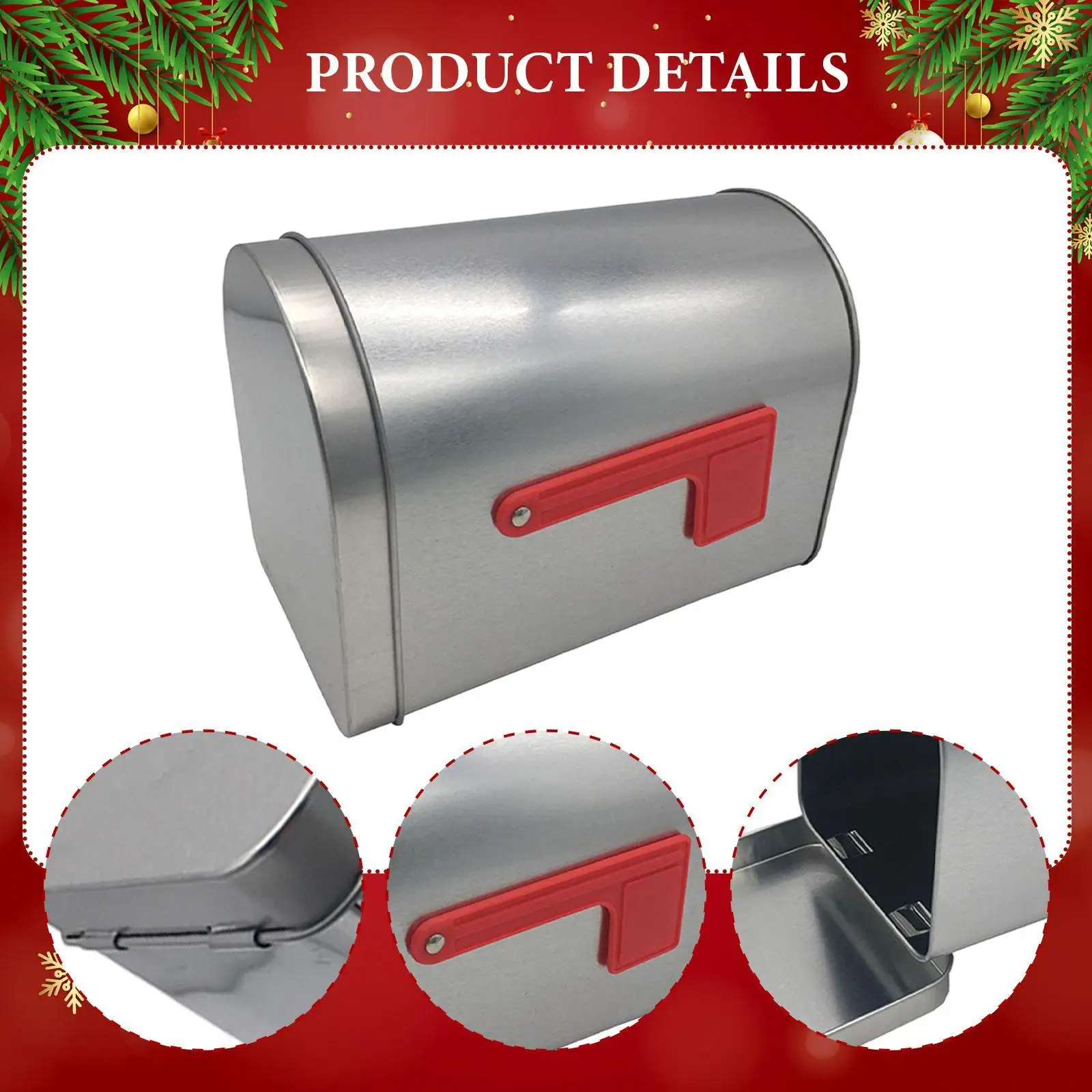 Tinplate Mailbox Christmas Storage Tin for Playhouse Mailbox Post Boys Girls