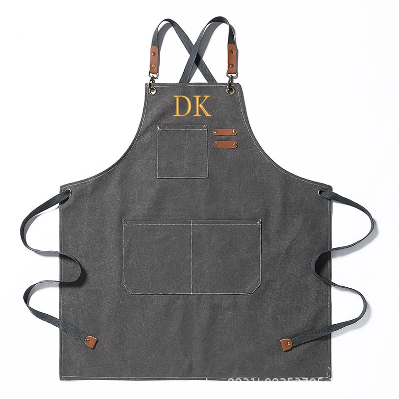 Personalized Canvas Apron Custom Birthday Gift for Him Bartender's Apron Embroidered Apron for Cooking Barbeque Apron Chef Apron