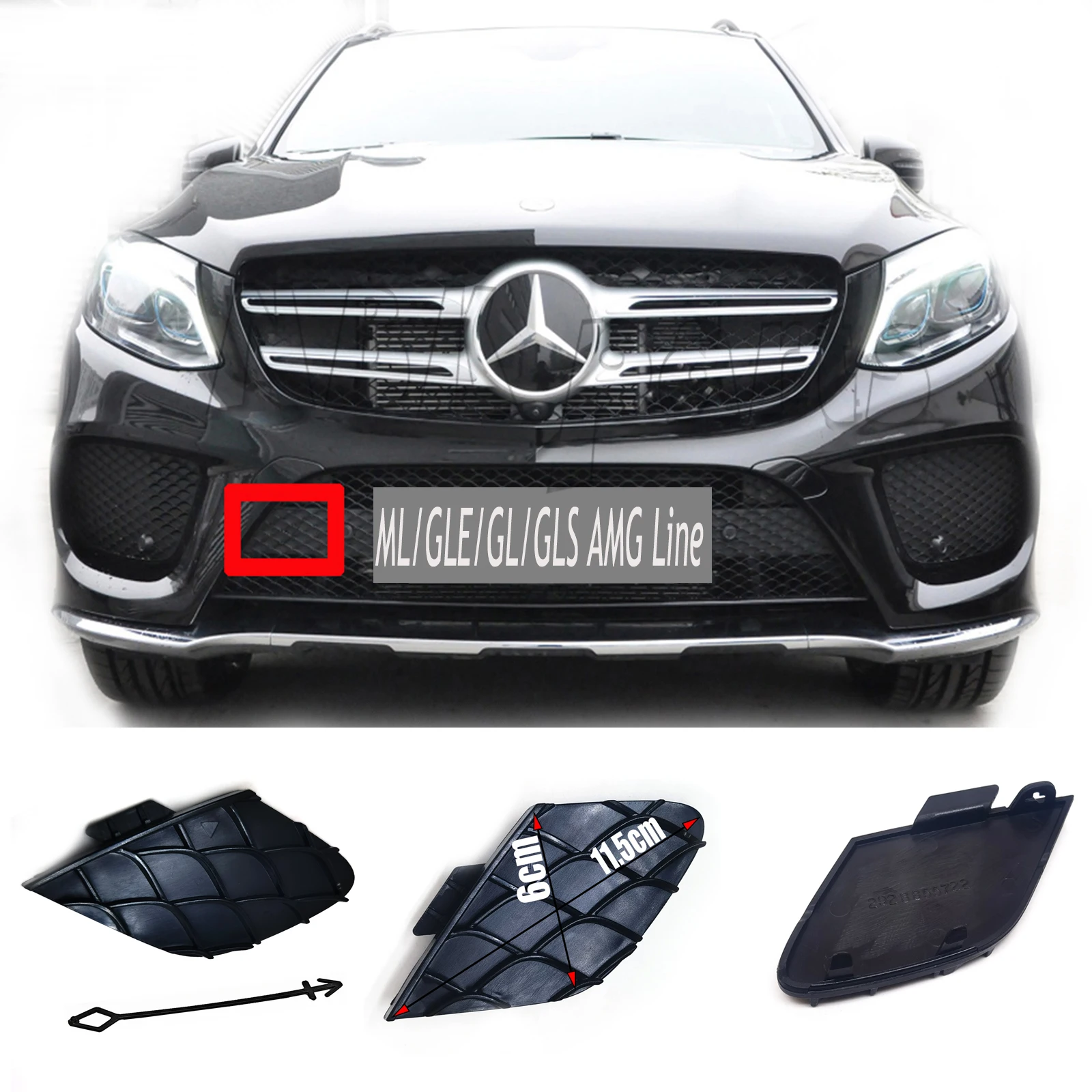 Fit 16-19 Mercedes-Benz W292/W166 Facelift AMG Line GLE GLS GL ML Coupe SUV Front Tow Cover A2928855722