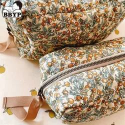 Baby Diaper Bag Lemon Floral Print Cotton Newborn Nappy Storage Bags for Baby Diapers Pouch Organizer Baby Care Bags