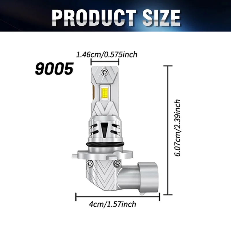 2Pcs Universal LED Lights 9005/HB3 25000LM Auto Light Car Headlight Bulb for Car Lamp White CSP LED Chips