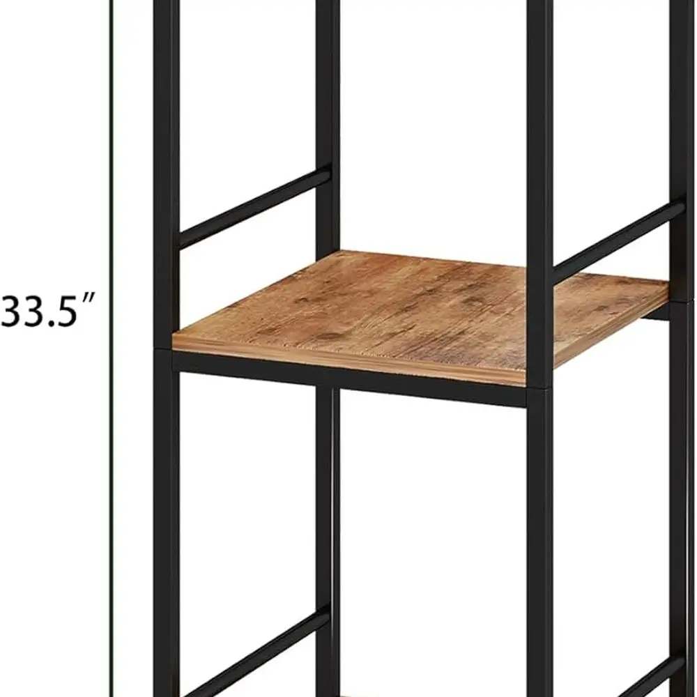 3-Tier Metal Corner Shelf, Rustic Brown, Freestanding Storage Rack for Bathroom, Kitchen, Living Room, and Hallway