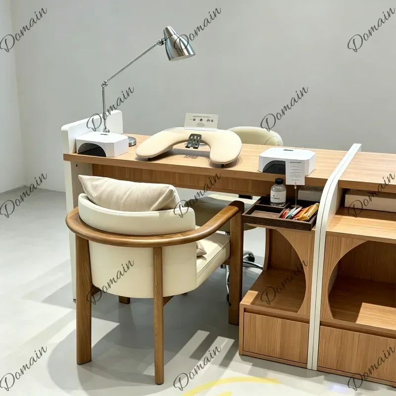 91N Brown Storage Nail Salon Tables Modern Drawers Korean Luxury Vanity Makeup Desks Designer Mesa Manicura Beauty Salon Furnitu
