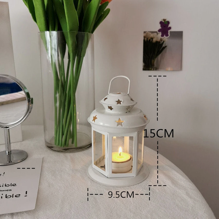 Hanging candle lamp ornament glass lanterns metal frames suitable for indoor and outdoor activities birthdays parties weddings view 5