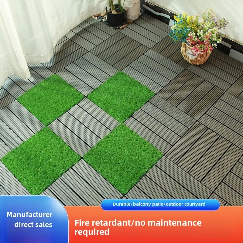 simulation green lawn floor multicolored rain flower stone sliced floor balcony courtyard self-draining water grass flat