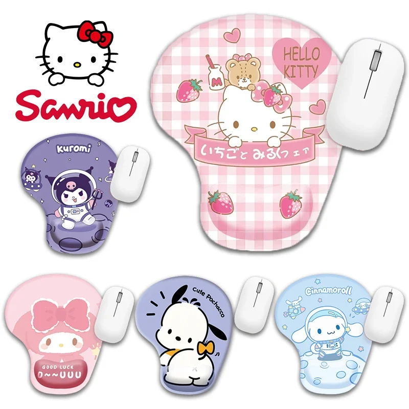 Sanrio Hello Kitty Mouse Pad with Wrist Support Anime Kawaii Cinnamoroll My Melody Kuromi Cute Office Games Supplies Anti-slip