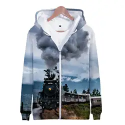 Hoodies Vintage Train Locomotive 3D Printed Zipper Sweatshirts Boys Girls Sweatshirts kids Fashion Long Sleeve Oversized Hoodie