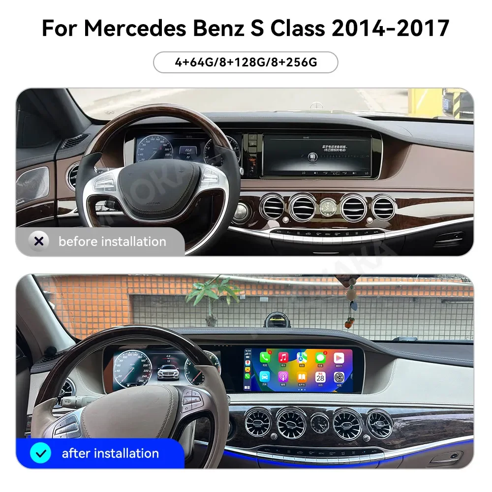 Android Car Radio for Mercedes Benz S Class W222 V222 X222 2014-2017 12.3 Inch GPS Navigation Carplay Stereo Media Head Unit