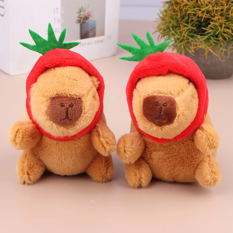 Cute Capybara Plush Toy Cartoon Kapybara Guinea Pig Pendant Soft Stuffed Doll Backpack Keychain Bag Car Key Ring Decora Kid Gift