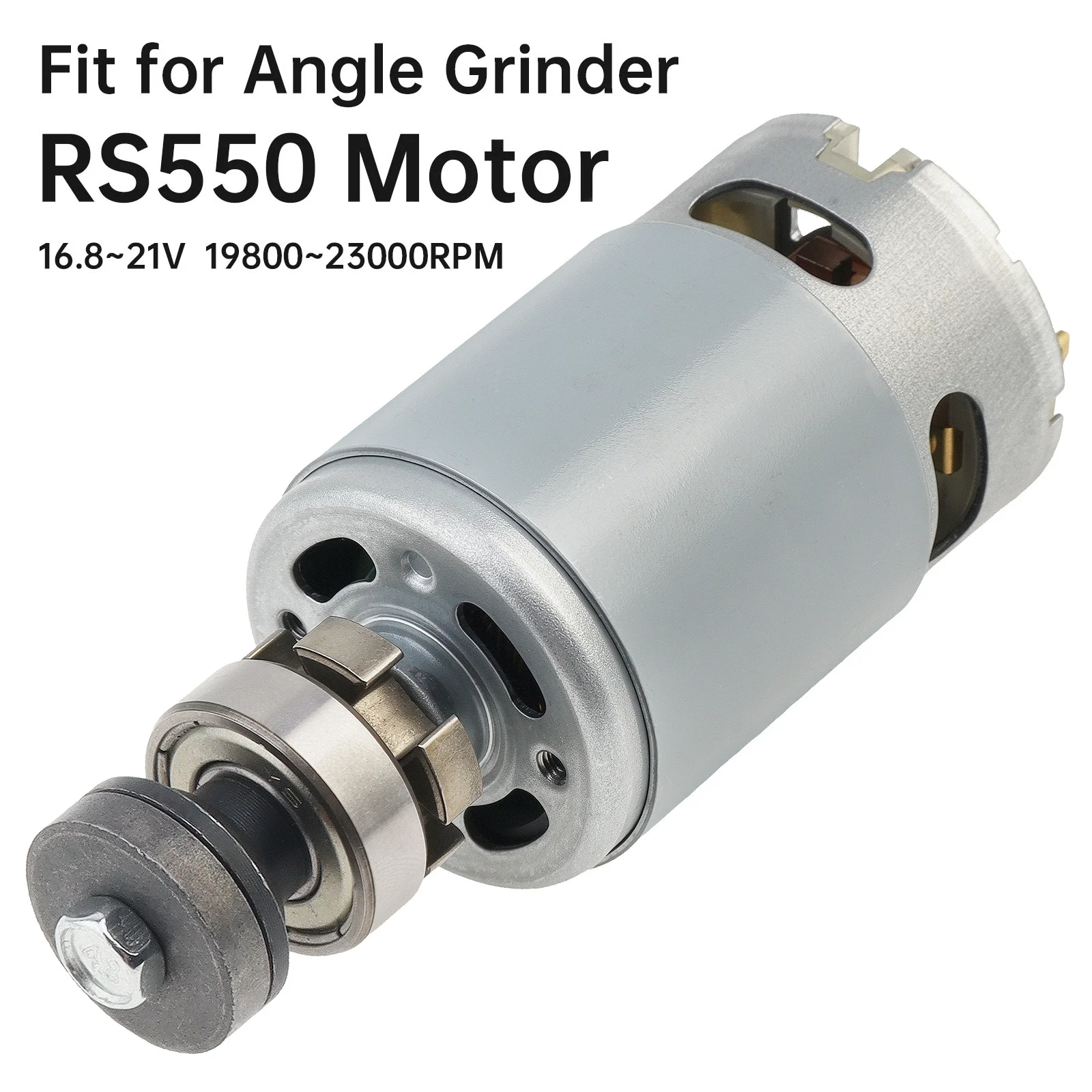 RS550 DC Motors 16.8-21V Electric Grinder Motor Assembly Replacement for Angle Grinder with Bevel Gear & Gearbox Support Bearing
