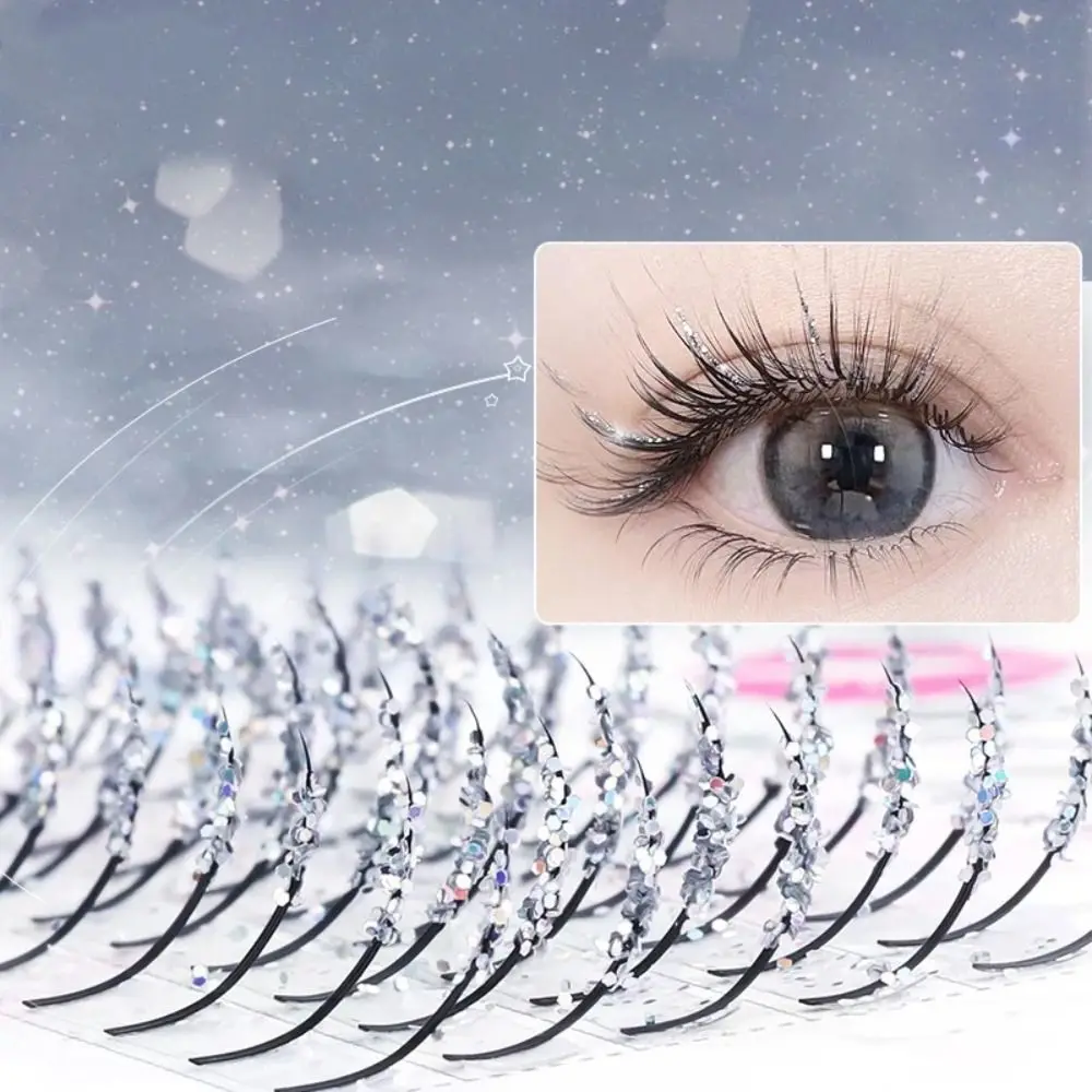 ใหม่เครื่องมือแต่งหน้า Eyelash EXTENSION เพชรเงินสีขนตาปลอม Glitter SHINY DIY Lashes ผู้หญิง