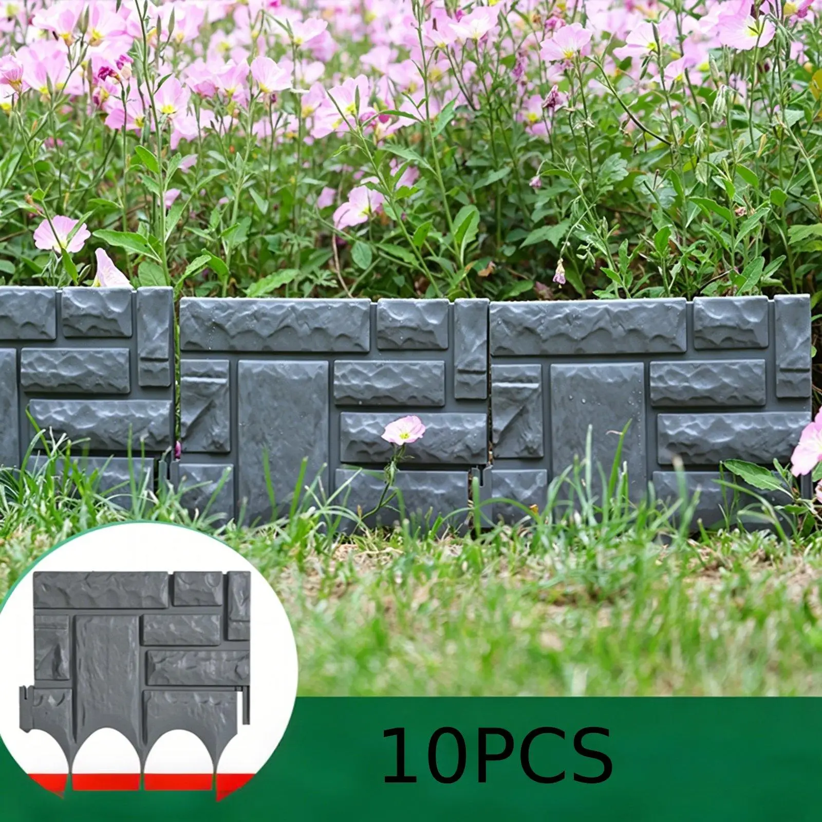 

10x Garden Fence Border Easy Installation Reusable Multipurpose Accessories Flower Bed Fencing for Lawn Patio Tree Flower Bed
