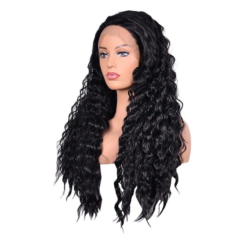 วิกผมสังเคราะห์แบบลูกไม้ด้านหน้า 13x4 สีดำ ขนาดเล็ก 18-26 นิ้ว แบบผมหยิกใหม่ เหมาะสำหรับผู้หญิง ใช้ได้ทุกวัน คุณภาพสูง ถักด้วยมือ