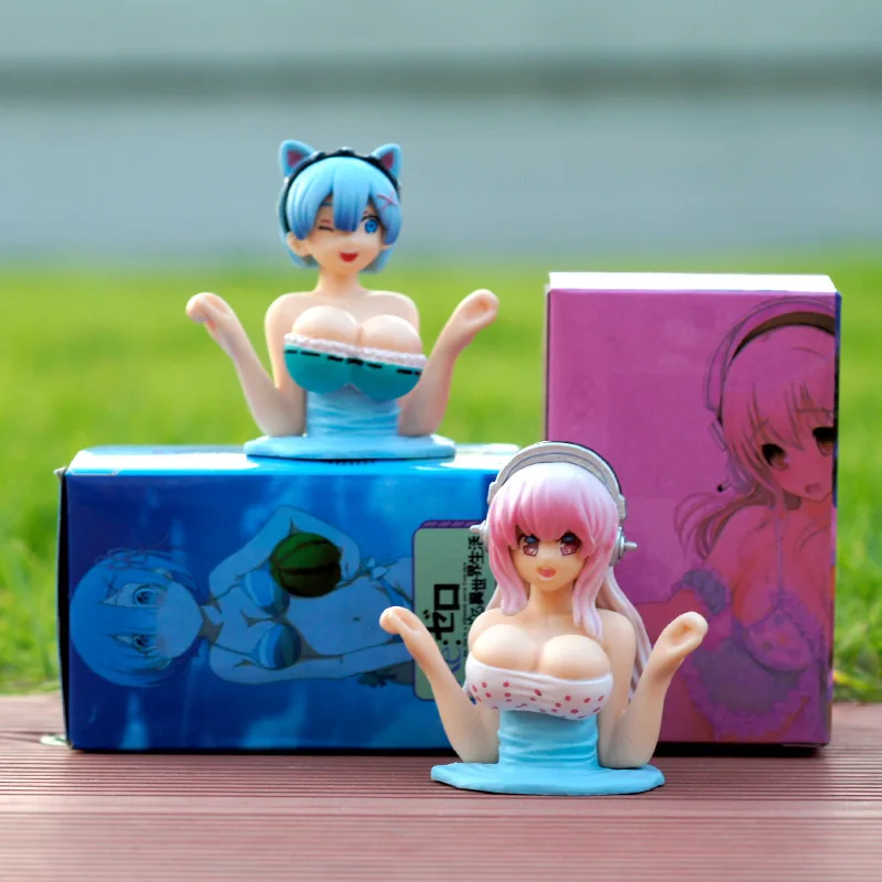 6cm Anime Figure Rem Sonico Kanako Breast Shaking Girls Car Desktop Ornament Cute PVC Figures Model Collect Gifts Toys