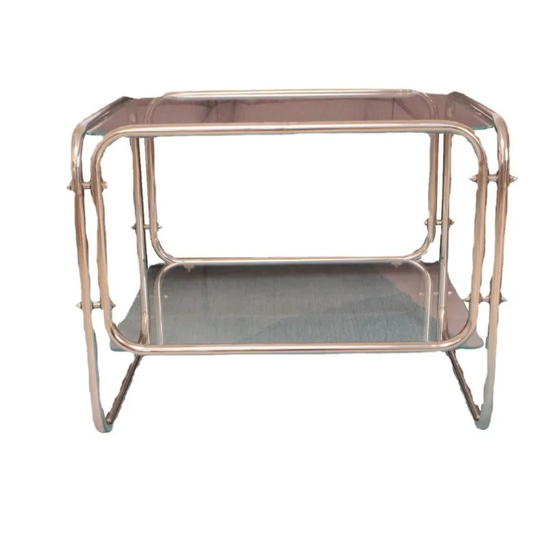 

Internet celebrity creative tempered glass coffee table light luxury 304 stainless steel transparent table living room storage