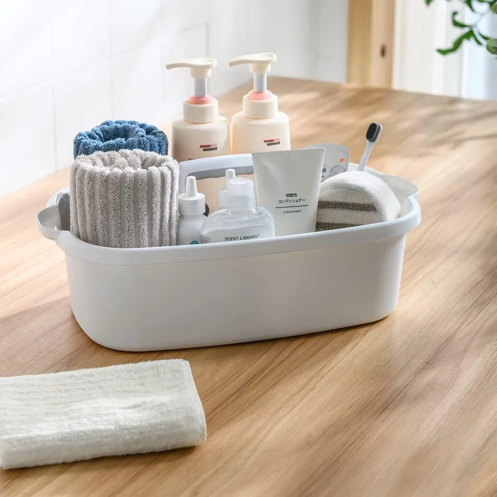 Bolsa grande de plástico para carrito de ducha, organizador de cesta de almacenamiento portátil con asa para dormitorio, baño, herramienta, jardín, cocina,