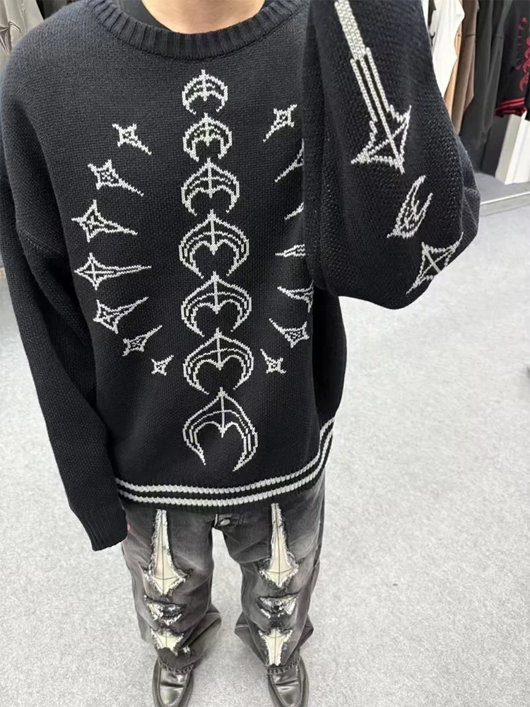 

Вязаный свитер THUG CLUB с длинными рукавами, контрастными цветами и вставками в стиле «драконья кость», из мягкого хлопка, полиэстера и лайкры, повседневный стиль