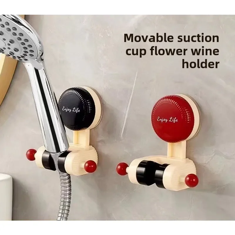 360° Adjustable Vacuum Suction Cup Shower Head Holder Bracket Without Drilling Easy Disassembly Bathroom Shower Support Stand