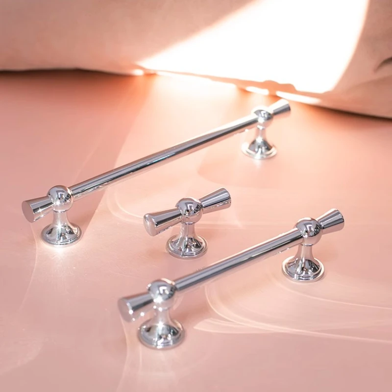 Creative French Retro Cabinet Door Handle Cabinet Clothes Furniture Shoe Cabinet Chrome Plated Antique Style Long Handle