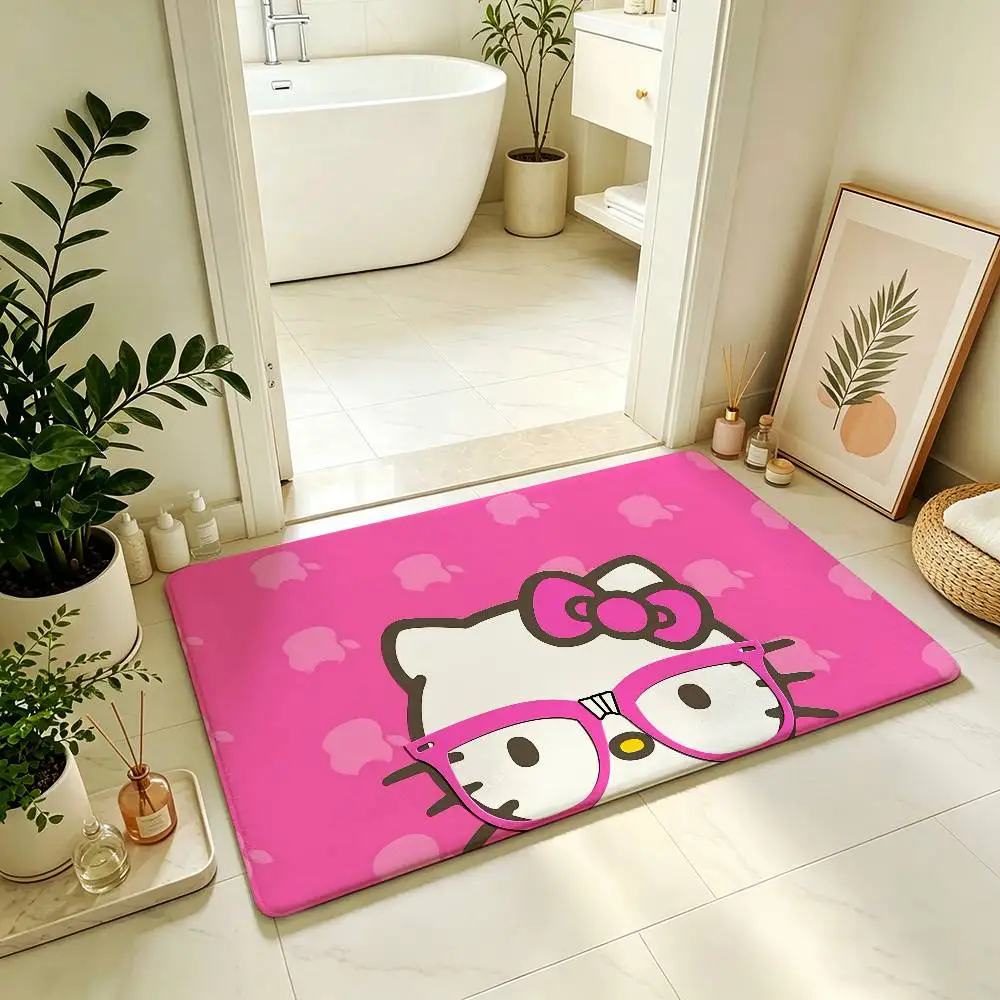 Cute H-hello-K-kitty Kawaii Carpet Bathroom Anti-slip Mat Door Mat Home Decoration Mat Entrance Door Mat Scratch-resistant Door