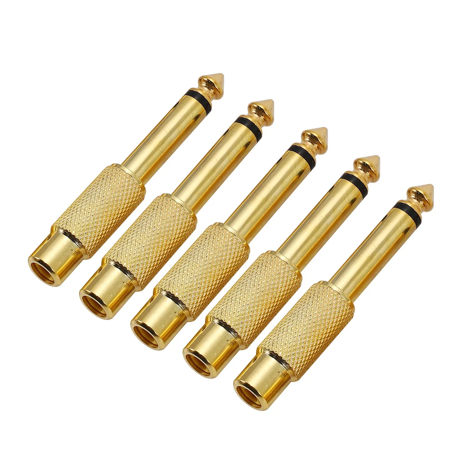 5x Gold Plated 6.35mm 1/4 inch Male Mono Plug to RCA Female 6.5mm Jack Audio Stereo Adapter Connector Plug TS Converter Sound Mi