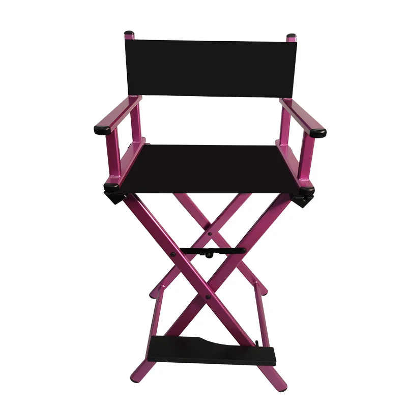

Aluminum alloy folding makeup chair with pillow, high backrest director chair, outdoor portable multi-functional hairdressing