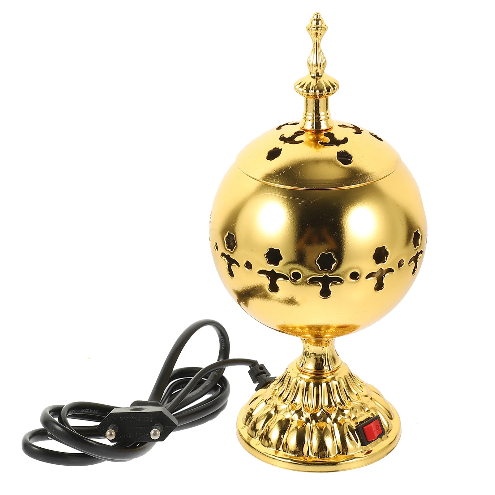 Plug-in Incense Burner Vintage Decor Stove Electro-thermal Golden Iron Portable Home