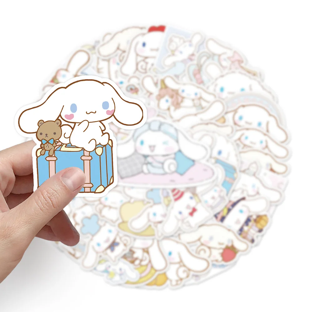 สติกเกอร์อะนิเมะ Cinnamoroll Sanrio 10/30/50ชิ้นกันน้ำ DIY กีตาร์จักรยานน่ารักการ์ตูนกราฟฟิตีสติกเกอร์สนุกสำหรับเด็กของขวัญของเล่น