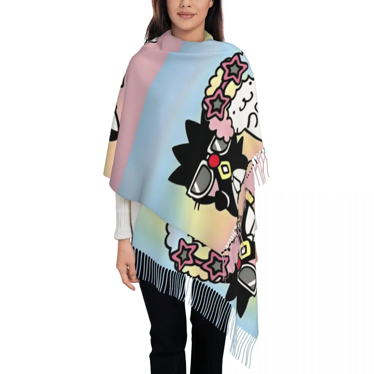 أزياء مخصصة أنيمي Badtz Maru شرابة وشاح المرأة شتاء دافئ شال التفاف السيدات Kawaii الكرتون البطريق الأوشحة