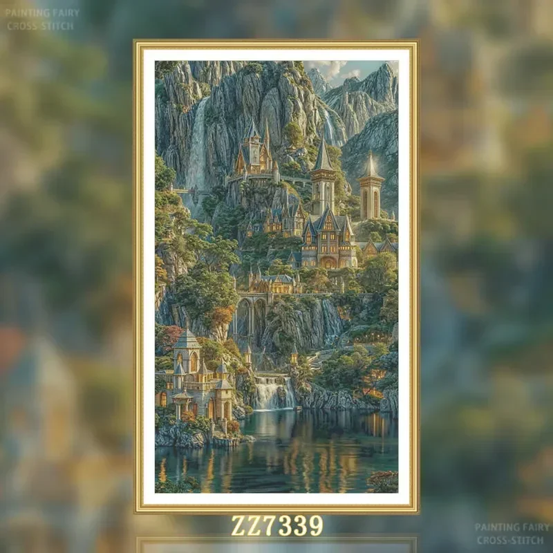 | 11CT 14CT 16CT DIY Cross Stitch Kit, Pattern Printed Canvas Embroidery Needlework Starter Set for Adults[ZZ7339-Elf Country]