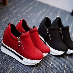 Women Wedges Ankle Boots Platform Thick Bottom Shoes Slip on Zipper Fashion Casual Female Sneakers Shoes Zapatos De Mujer