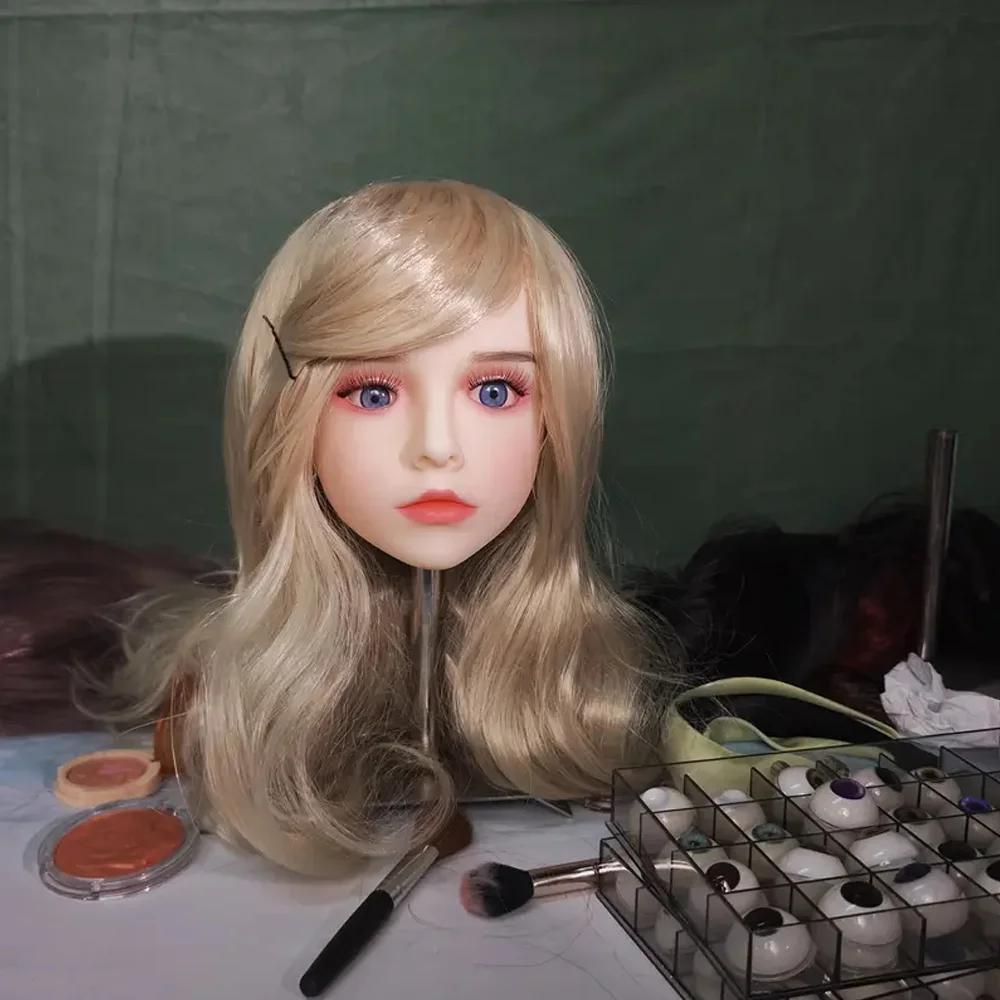 نموذج رأس أنثى جديد، بشعر ذهبي، نسيج بشرة واقعي، مصمم لمصففي الشعر، يمكن تخصيصها بنفسك #5