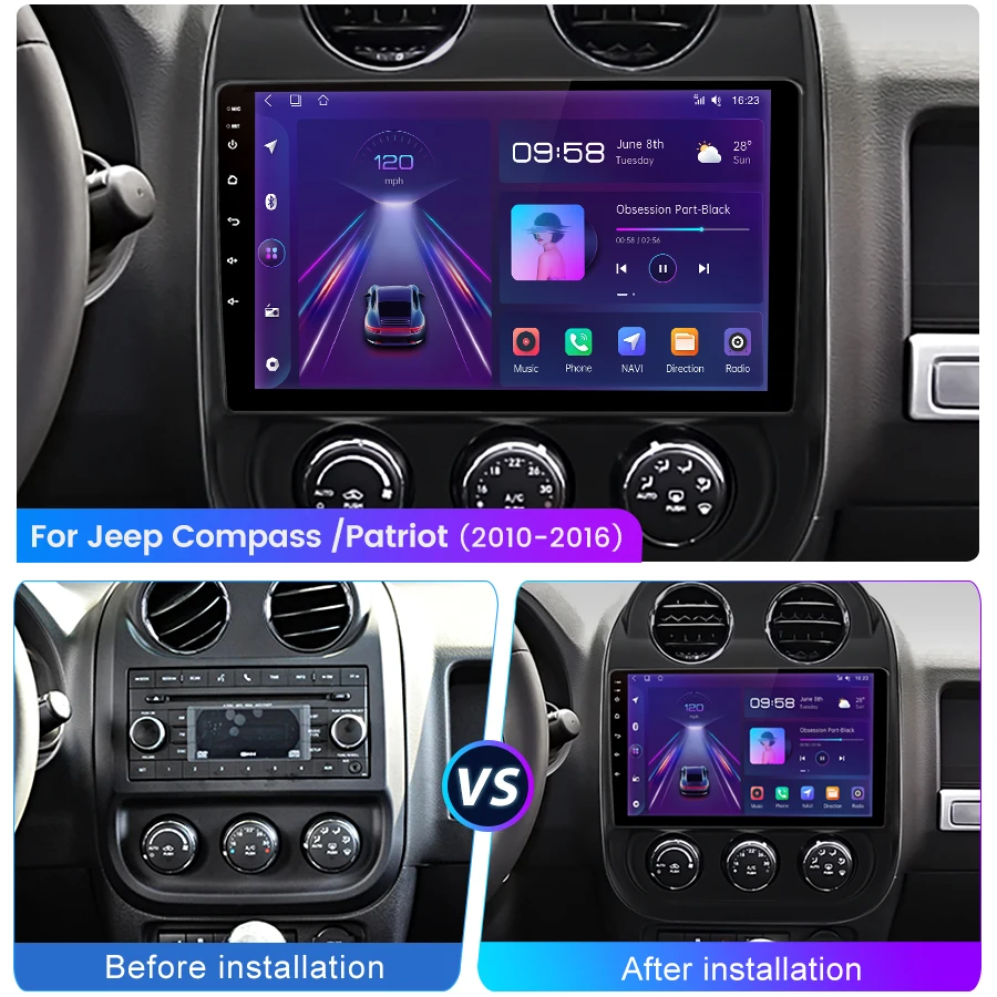 Junsun Wireless CarPlay for Apple Android Auto Autoradio for Jeep Compass Patriot 2010-2016 Car Radio Stereo Multimedia Head Uni