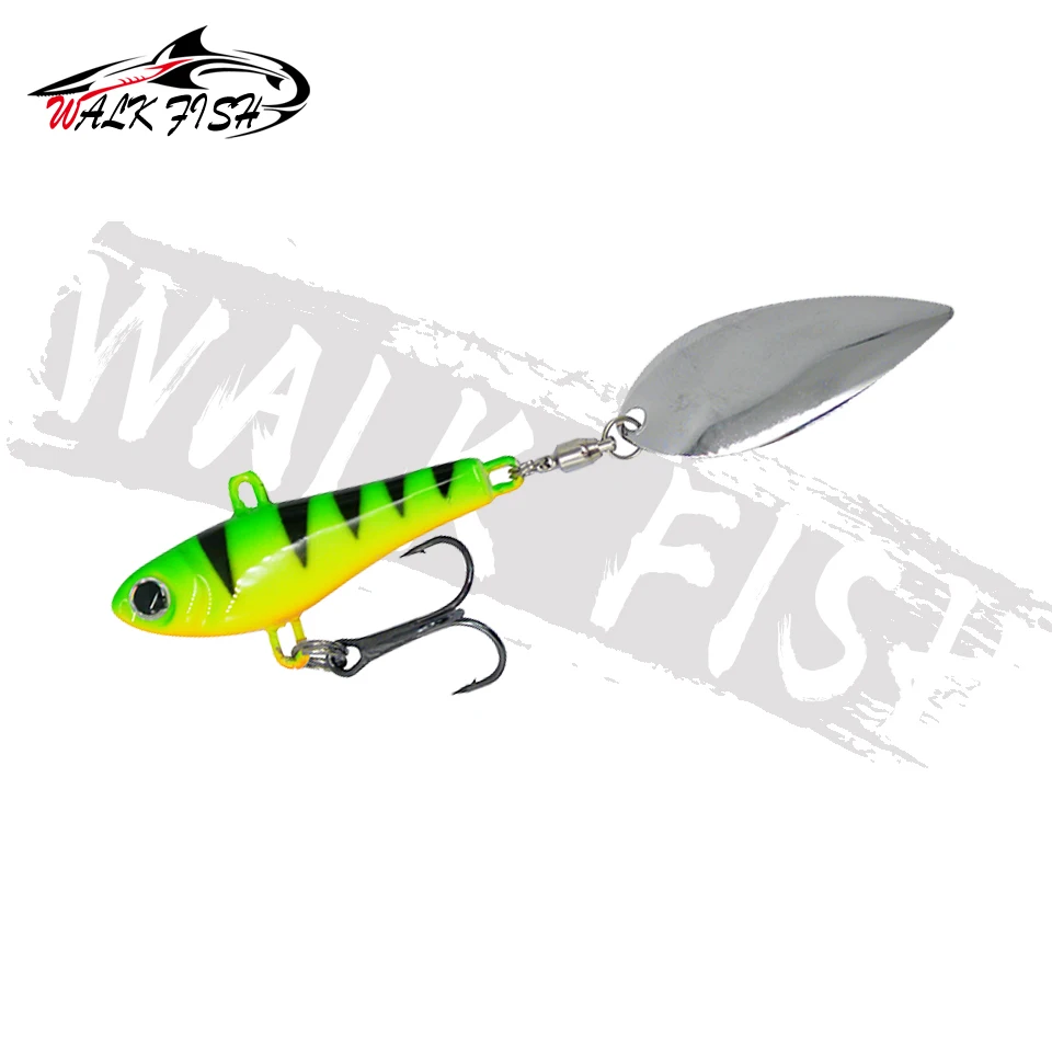 SPAZIERGANG FISCH 1PCS Angeln Locken Jig Kopf Fisch 20g VIB Rotation Löffel Ozean Angeln Süßwasser Spinner Künstliche Metall lockt Köder
