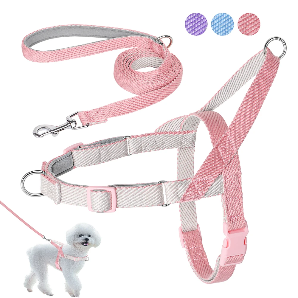 

Nylon Dog Harness Leash Set Adjustable Pet Training Harnesses No Pull Pet Pug Pitbull Walking Vest for Small Medium Large Dogs