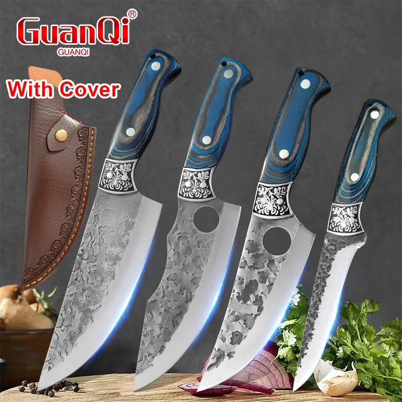 Hand Forged Chef Knife Professional Kitchen Bone Cleaver Boning Stainless Steel Wood Handle Meat Fish Chopping Cooking Tools