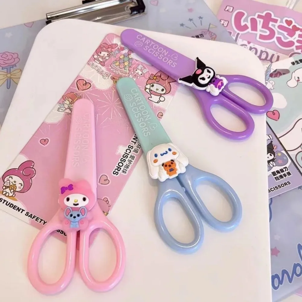 

Sanrio Melody Cinnamoroll Scissors for Craftsman Paper Hand Made Cute Safety Silicone Shell Students Stationery School Supplies