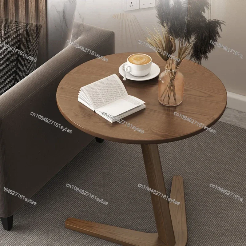 Oak Triangle Support Side Table Heavy Duty C Shaped Sofa Trending Balcony Coffee Table Bedroom Nightstand - view 5