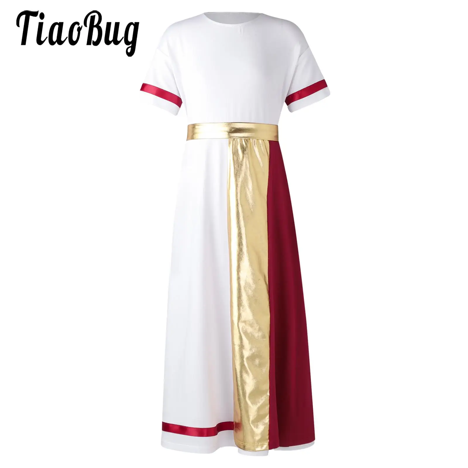 

Girls Boys Halloween Ancient Greek Grecian Toga Costume King Emperor God Robe Short Sleeve Dress Roman Senator Role Play Suits