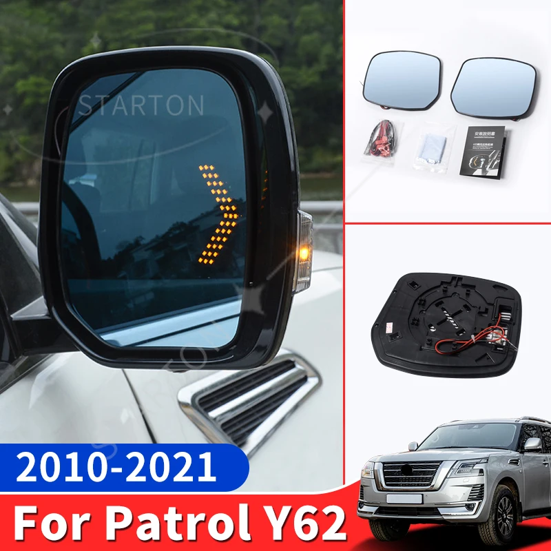 Rearview Mirror Heating Mirror Suitable for Nissan Patrol Y62 2010-2021 Upgrade Modification Accessories
