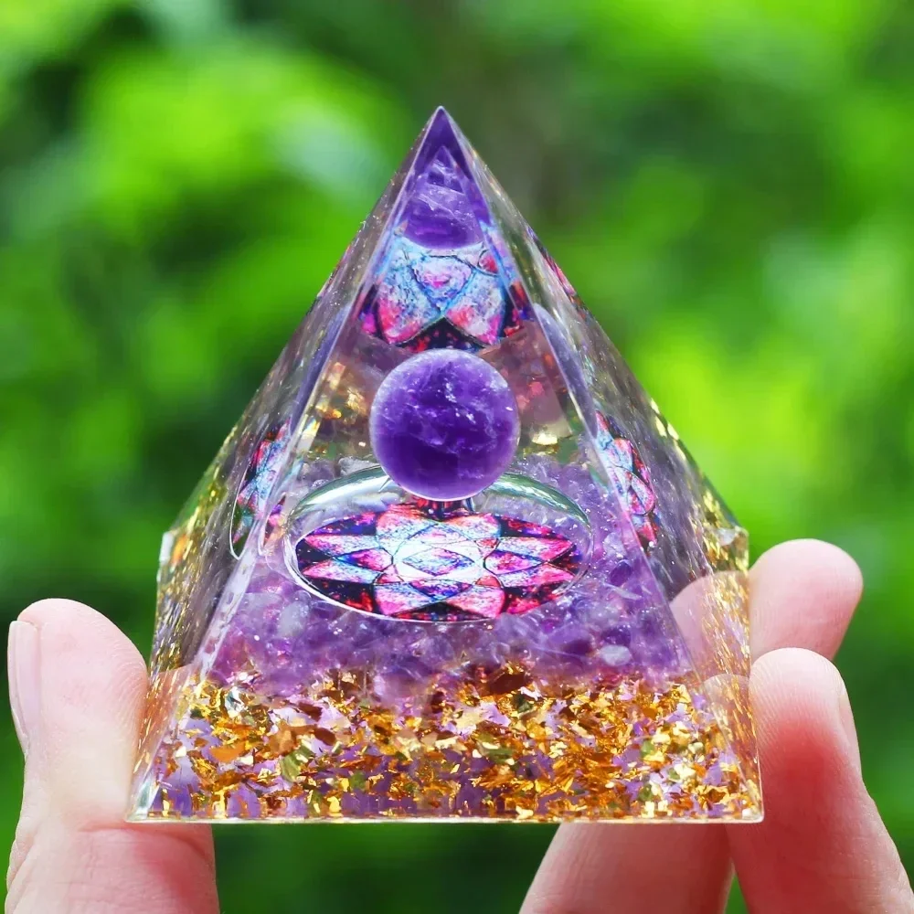 1pc Crystals Stone Orgone Pyramid Energy Generator Natural Amethyst Peridot Reiki Chakra Meditation Tool Room Decor Kids Gift