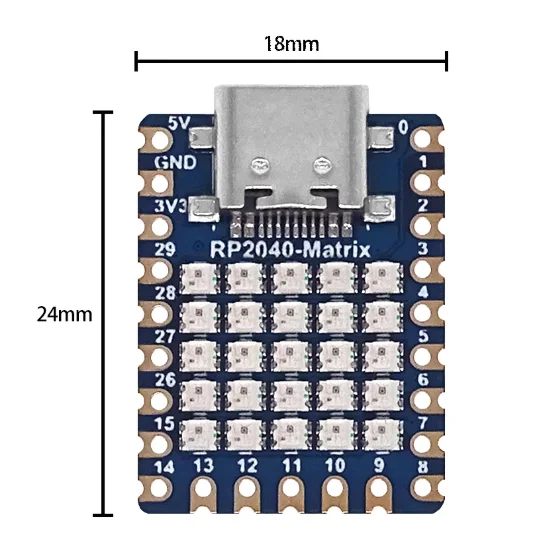 لوحة تطوير صغيرة RP2040 Pico، وحدة مصفوفة LED 5 × 5 RGB