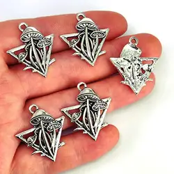 5pcs Triangular mushroom charm making jewelry findings for DIY earring necklace