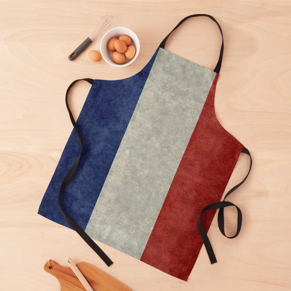 

French Flag of France in grungy Apron Costume Waiter Chef Accessory Apron