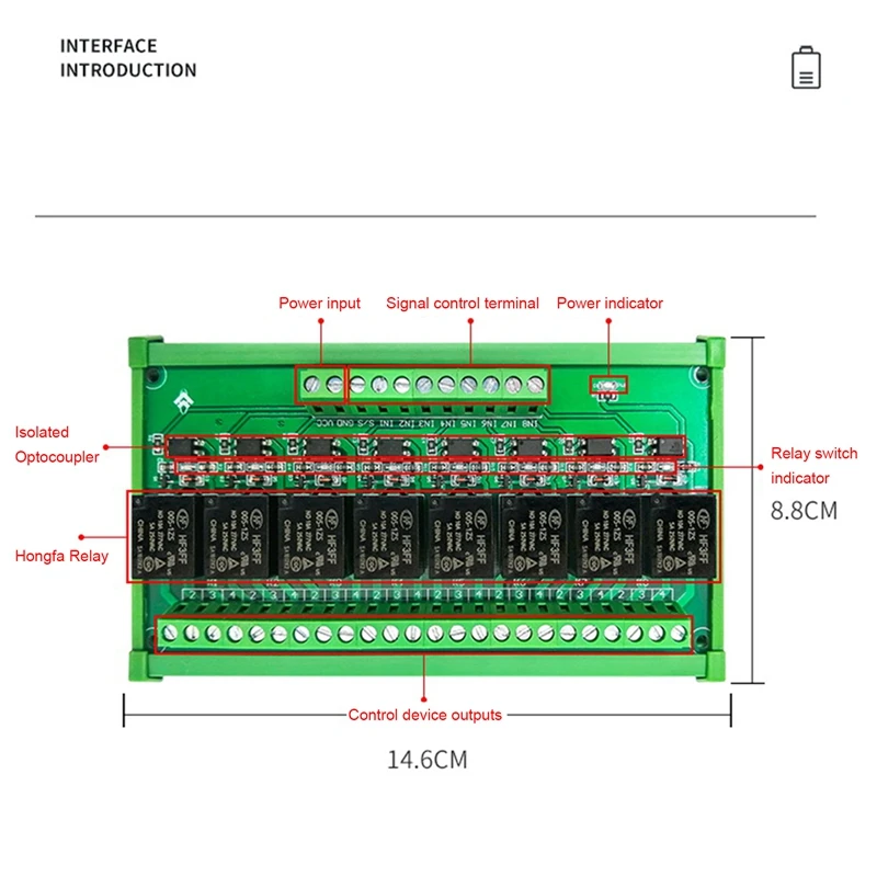 RISE-8 Way 5V/12V/24V High And Low Level Optocoupler Isolation Relay Control Module Single-Chip PLC Amplifier Board