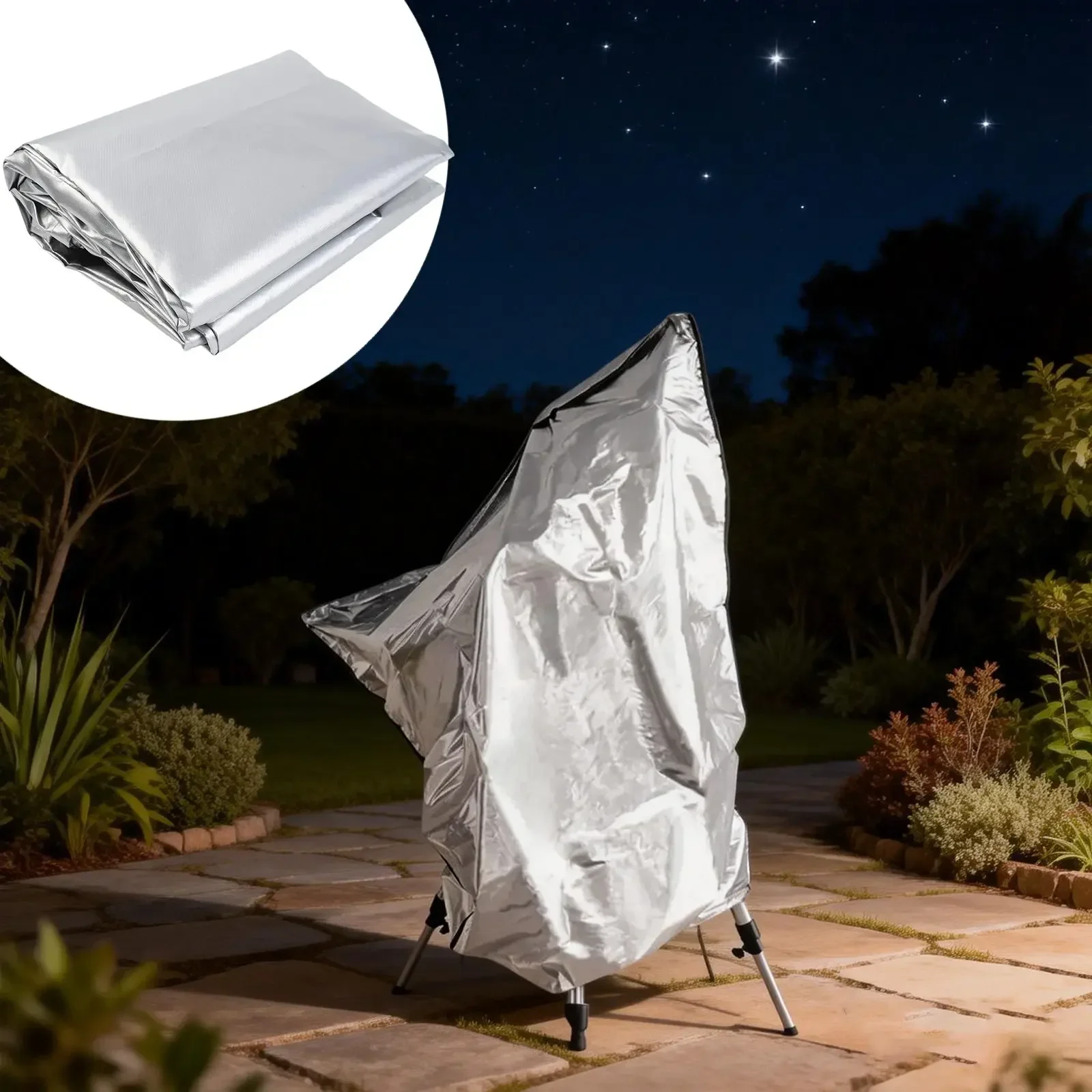Protective Telescope Cover for Astronomy Equipment 150x85cm Waterproof Outdoor Use with Silver Reflective Fabric