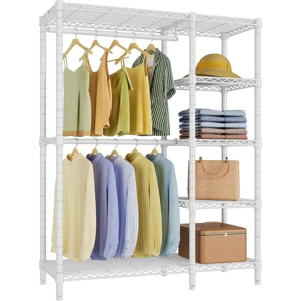 

V7 Basic Garment Rack for Hanging Clothes Heavy Duty Clothes Rack with Shelves,Portable Closet Rack Metal Clothing 5 Tiers