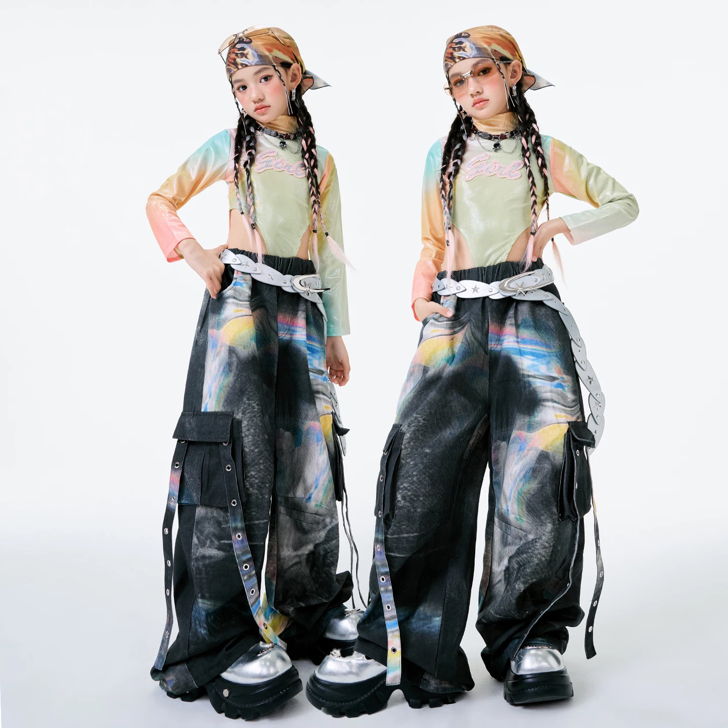 Kids Prestaties Hip Hop Kleding Street Wear Meisjes Jazzdans Kostuum Kinderen Ballroom Danswedstrijd Pakken XS10432